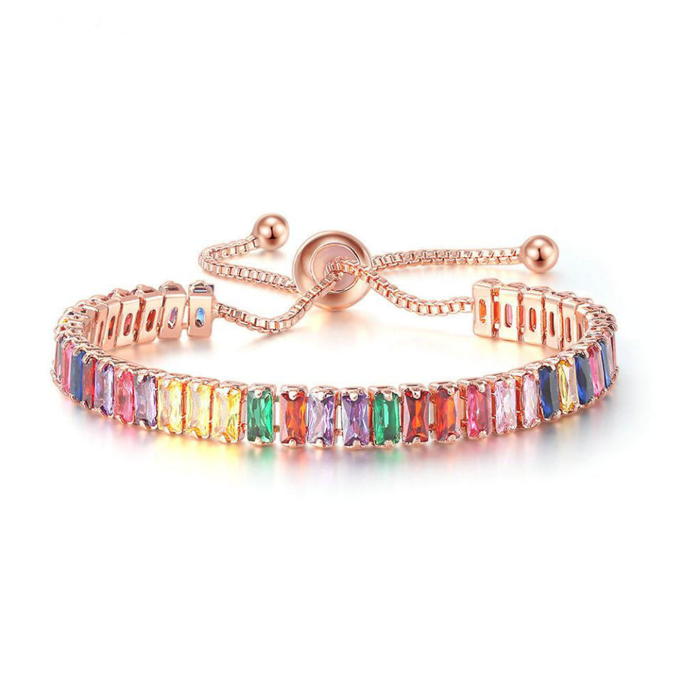 Boho Rainbow Tennis Bracelets For Women Adjustable Women's Bracelet Zircon Jewellry Friend Gift Wholesale Jewery