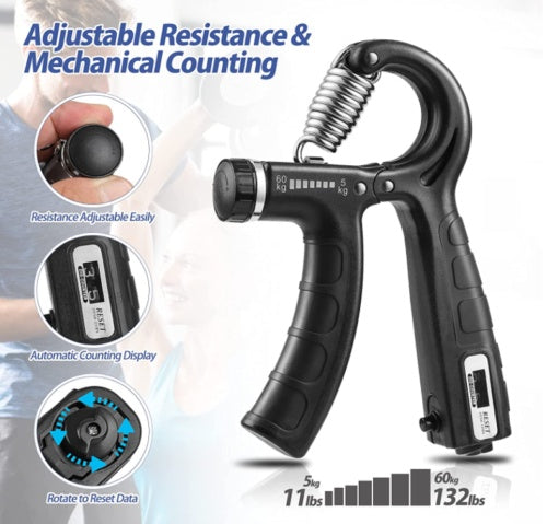 5-60KG Sport Hand Grip Strengthener Adjustable Forearm Trainer Finger Exerciser